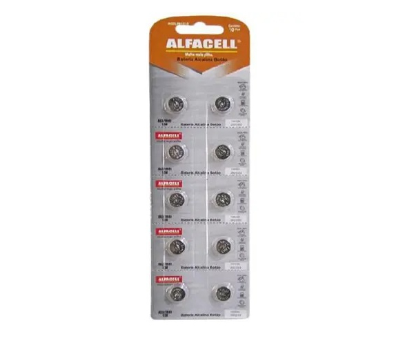 Bateria Alcalina Botão Alfacell AG3 1,5V - 10 Unidades